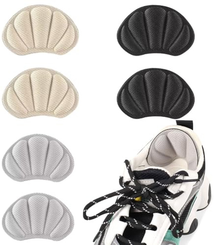 3Pairs Coussinets de Talon,Protecteur de Soins des Pieds,Éponge Auto-Adhésif Protege Talon Chaussure,pour Empêche Frottements Ampoules Chaussures Grandes,Ajustement et Confort(Beige, Noir, Gris)