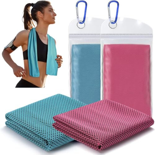 Set da 2 Asciugamani Rinfrescanti 100x30cm, Asciugamano Fresco per il Collo e Raffreddamento, Asciugamano Golf in Microfibra per Palestra, Sport, Viaggio e Yoga