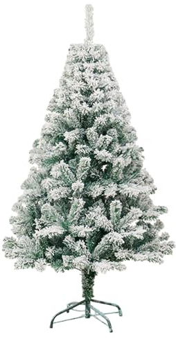 3Ft/90cm Artificial Christmas Tree, Xmas Tree with Solid Plastic Stand, Flocked Realistic Christmas Tree, Snow Christmas Tree for Home Decor, Easy Assembly