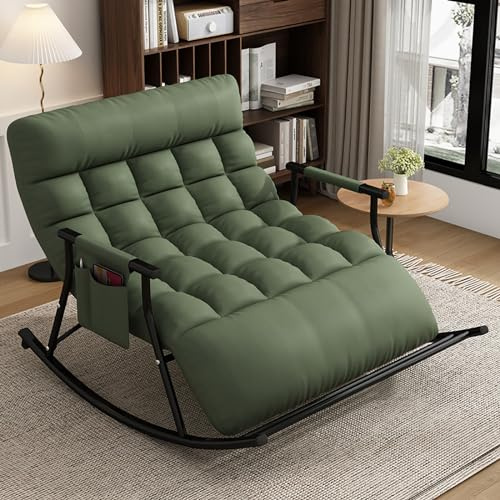 Generisch Outdoor Schaukelstuhl Doppel Schlafzimmer Wippliege mit Seitentaschen Armlehnen - Moderner Loungesessel für Balkon, Kinderzimmer/Wohnzimmer