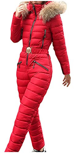 LOIJMK Mono de invierno cálido para mujer, traje de esquí, traje de nieve, resistente al viento, chaqueta de snowboard, conjunto de pantalones con tirantes, mono de una pieza, para esquiar, escalada,