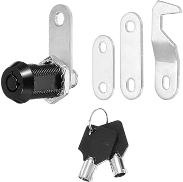 PATIKIL 1/8 tum svarta skåplås med svarta tangenter, 1-pack zinklegering kamlåscylinder RV lås set nyckel likaså för skåp RV låda förvaring dörr verktygslåda