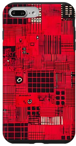Coque pour iPhone 7 Plus/8 Plus Carte mère vintage à carreaux rouge