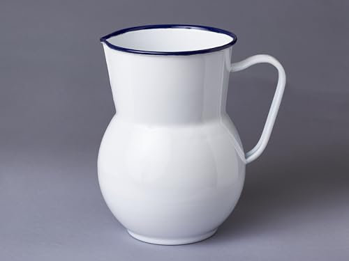Servicekrug Wein Wasser Milch Motiv Klassisch Stahl Emailliert Blau Umrandet 2 Liter