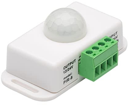 HOMOCONO A Infrarossi Pir Timer Regolabile 12-24v Per Luce Di Movimento, Controllo Automatico Per Armadi, Ingressi e Sicurezza, Installazione Versatile, Confezione Da, Bianco
