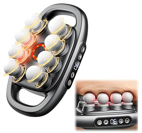 Pistolet de Massage à 8 Têtes, Bekasa Musculaire Massage avec 3 Modes et 30 Vitesses Réglables, Masseur avec Lumière Rouge Pour Soulager Les Douleurs du Dos, Jambes, Bras, Taille, Fesses
