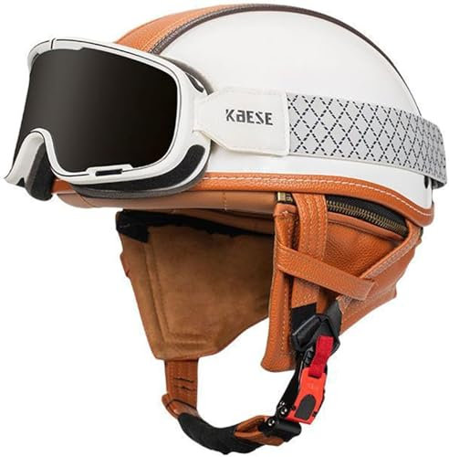 GKCEGHKS Mezzo Casco da Motociclista Vintage Caschi Cromwell Caschi Casco Scooter Casco Faccia Aperta retrò Portatile Mezzi Caschi Jet Mezzo Elmetto Moto retrò ECE Omologato