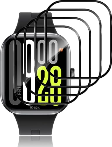 Xinyou [4 Piezas] Xiaomi Redmi Watch 5 Protector de pantalla de vidrio templado, 9H Protector de pantalla de vidrio templado, borde curvo, anti-arañazos, libre de burbujas.