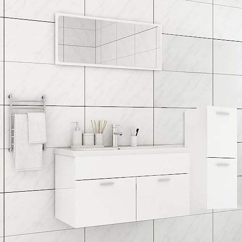 LLEZKBR Möbelsets Badmöbel Sets Badmöbel Set Hochglanz Weiß Holzwerkstoff
