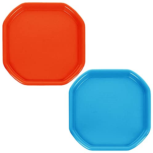 Eason Bros - (Set of 2) Small Plastic Mixing Trays Colorful Fun Play Tray 70x70cm Plastic Tuff Spot for Messy Play Sand Water Game Garden Beach, Cement Mortar Mixing Tray (Orange & Sky Blue)