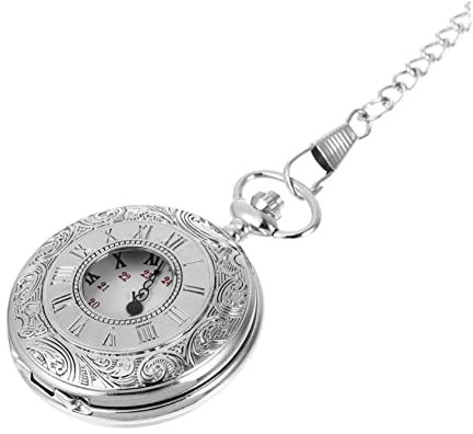 VALICLUD Taschenuhr mit römischen Ziffern Uhr mit Kette Steampunk-Kettenuhr Taschenuhren für Herren Steampunk-Taschenuhr Uhr Halskette Zinklegierung Silber