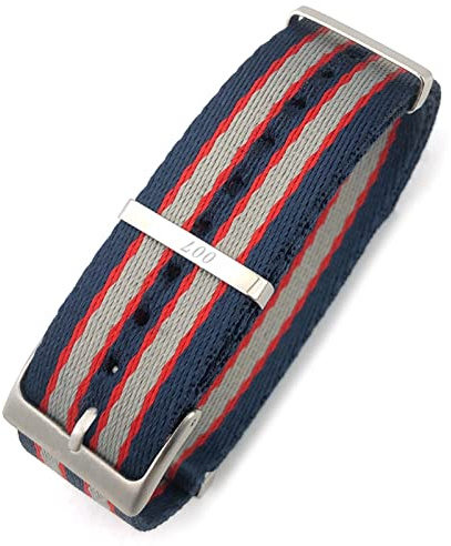 20mm 21mm Nylon Watchband för Watch Seamaster 007 Commander Soft Canvas Fabric Strap/007 Black Orange/20mm