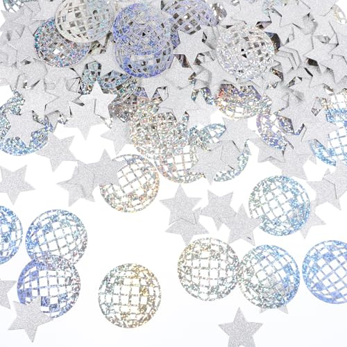 200 Stück Glitzer Discokugel Deko Konfetti,Disco Kugel Deko Konfetti Groß,Retro Discokugel Dekor Stern 80er 90er Party Tischdeko Glitzer Confetti für Geburtstage Hochzeiten Bälle Jubiläen