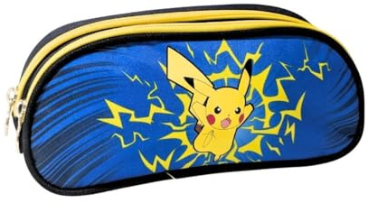 mybagstory - Estuche escolar Pokémon - Doble compartimento - 22,5 x 9,5 x 7,3 cm - Cierre con cremallera - Estuche para niño de escuela primaria, idea de regalo