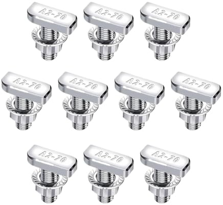 JYNVO 10 Stück Hammerkopfschrauben M10x25, Edelstahl T-Schrauben für Gewächshaus Photovoltaik Solar Montage