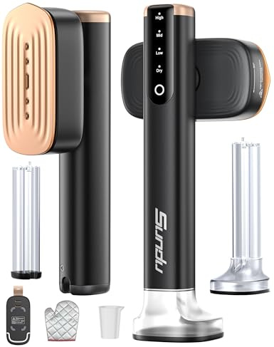 Travel Steamer for Clothes with 2 Water Tanks (180 ml and 100 ml),15s Fast Heat-up,24 g/min Strong Steam Performance, Portable Garment Steamer with Touch Control, LED Display, Steam Iron(Black)