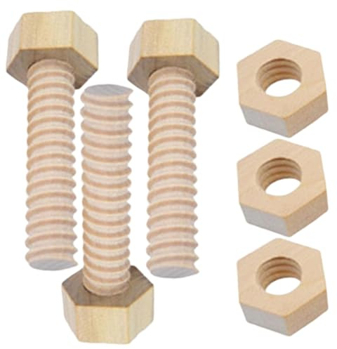 Csafyrt Stress Mutter und Schrauben 3 Teile/Satz Holz Berufsspielzeug Lernen Bildung DIY Schraubenspielzeug für Kleinkinder 1-3 Kinde