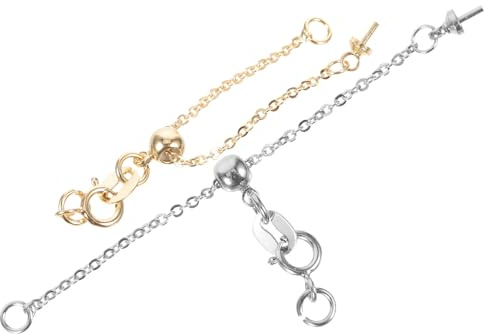 OATIPHO Set 2 Pezzi Estensori per Collane e Braccialetti Fai da Te Catene di Estensione Regolabili in Metallo Dorato e Argentato Accessori per Creazione Gioielli e Regolazione Lunghezza