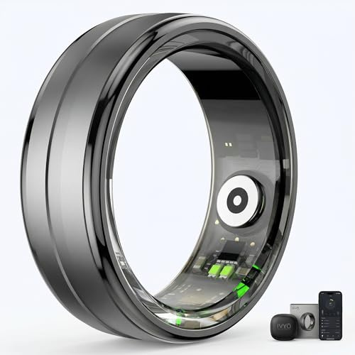 IVYO Smart Ring – Premium Gesundheitsring & Fitness Tracker ohne ABO – 24/7 Messung von Schlaf, Herzfrequenz, HRV, Stress & SpO2 – Ultraleicht, Wasserdicht & 7 Tage Akku (Schwarz, 67)