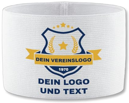 Geschenk mit Namen personalisiert by Shirtracer - Jako Kapitänsbinde - Foto Bild - Vereinslogo selber gestalten - Team Party eigenes Logo Bedrucken