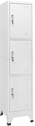 Teenpull Schließfachschrank Grau, 3 Fächer, 38x45x180 cm, Stahl Metall Spind, abschließbar mit 2 Schlüsseln, für Büro, Umkleide, Schule, vielseitiger Storage Cabinet