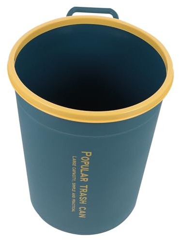HOMSFOU Cubo de Basura Pequeño Azul Marino Redondo, Contenedor de Almacenamiento de Residuos para Dormitorio y Oficina, Papelera Práctica para Baño y Cocina