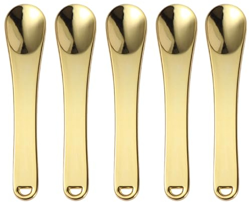 TOYANDONA 5pcs Mini Eye Cream Applicators Small Skin Spatulas Made of Zinc Alloy for Applying Serum and Peel, Portable Cosmetic Spatula Spoons for DIY Cosmetic Products and Travel