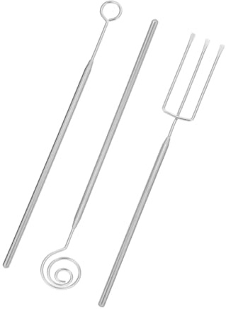 Generico Set 3 Forchette per Fonduta in Acciaio Inox per Immersione Cioccolato, Accessori per Dolciumi e Pasticceria, Utensili Fai da Te per Decorazioni Dessert e Caramelle, Custodia,