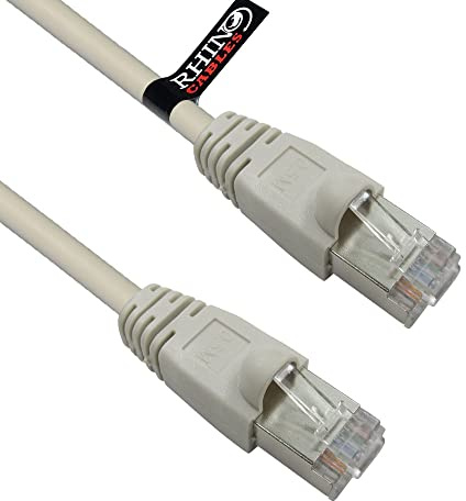 rhinocables Full Copper CAT6 PoE Patch Cable – Long Shielded RJ45 Lead for High-Speed LAN, Modem, Router, Smart TV & Gaming | Reliable Internet Wire for Home & Office Setups (Grey, 15m)