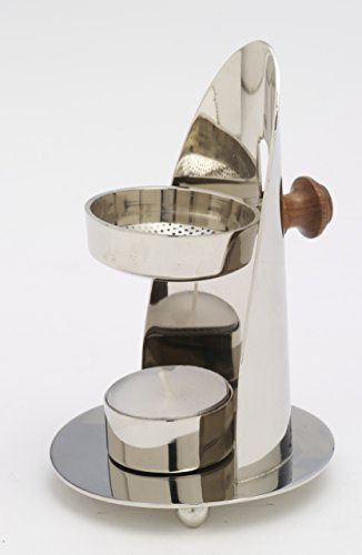 Weihrauchbrenner H 12 cm, Messing, vernickelt, Silber, für Teelicht, Höhenverstellbar