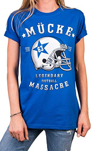 MAKAYA Mücke 63 Shirt für Damen blau - American Football Trikot mit Helm - Bud Oversize Top Große Größen XL