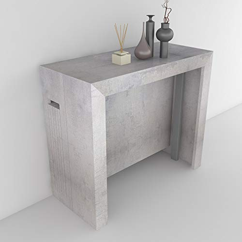 VE.CA - Tavolo Allungabile Mercurio, Made in Italy - Console Allungabile con Porta Prolunghe fino a 3 Metri, 14 Posti Cemento - Moderno Da Sala da Pranzo (14 Posti, Cemento)