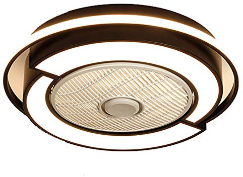 FACAI Ventilatore A Soffitto Luci di Controllo A LED Camera da Letto Dimmerabile Lampadario Telecomando Fan Moderno Ristorante Minimalista Luci Silenziose,Black-Small