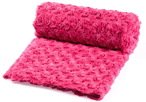 Orient Fashion Tejido de Punto de Felpa, patrón de Rosa en Espiral, Piel sintética 50x160 cm (Fucsia)