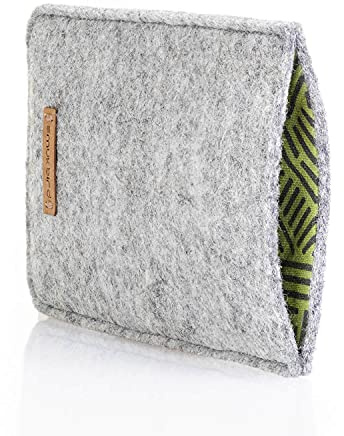 smukbird - Handytasche für iPhone 12 mit Case | aus echtem Filz + Baumwolle | hellgrau | Design: Stripes