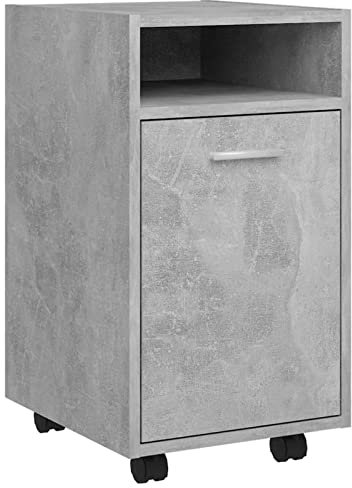 Susany Beistellschrank mit Rollen Rollcontainer Büroschrank Bürocontainer Standschrank Schreibtischcontainer Spanplatte Betongrau 33x38x60 cm