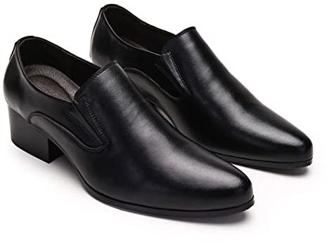 Scarpe Classiche da Uomo con Punta a Punta Tacchi Alti 6/8cm Eleganti Scarpe Estive Nere da Uomo Casual Business Party Shoes,Heel-6CM-41