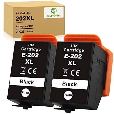 JoyPrinting 202XL Druckerpatronen Ersatz für Epson 202 202 XL Patronen Schwarz Kompatibel für Epson Expression Premium XP-6000 XP-6005 XP-6100 XP-6105 (2 Schwarz Tintenpatronen)