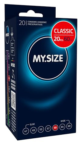 MY.SIZE Classic Kondome 60 mm Breite | 20 Stück Packung | extra dünn | gefühlsecht hauchzart | dünne 0,07 mm Wandstärke