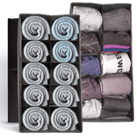 tEEZErshop Organizador de Cajones 2 Piezas con 20 Rejillas Grandes(ca.8x6x13cm/rejilla)|Caja Plegable de Almacenaje de Cajones con Fondo Estable de Cartón PP