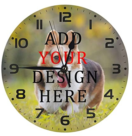 Fovanxixi Custom Pet Dog Wall Clock Personalized Wall Clocks with Photo Text Logo Customized Non Ticking Round Clocks Home Decor for Kitchen Bedroom Bathroom Family Wedding Anniversary Birthday Gift