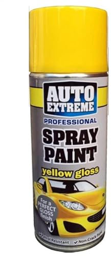 6x 400ml Yellow Gloss Spray Paint, Automotive Paint Sprayer, Multipurpose Exterior Black Spray Paint Matt, Interior Metal Spray Paint, for Cars, Bikes,Vans, Metal, Wood