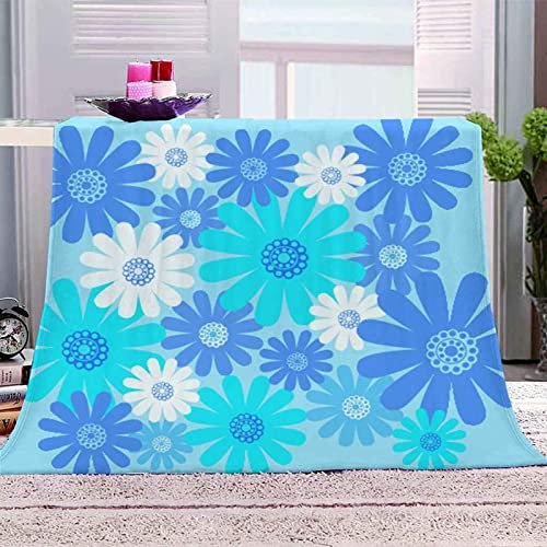 SJSXWQN Decke Blaue Chrysantheme Kuscheldecke Flauschig Extra Weich Warme Mikrofaser Wohndecke Fleecedecke für Tagesdecke Sofadecke Couchdecke Bettüberwurf - 130x150 cm