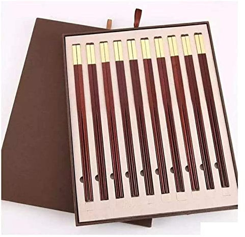 NISMIA Bacchette Sushi, Bacchette Cinesi Lavabili Bacchette Riutilizzabili, 10 Paia di Set Regalo, Mogano, Regali for La Casa, Bacchette da 27 Cm