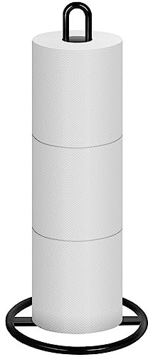 Schwarz Toilettenpapierhalter Stehend, OBODING, Klopapierhalter Stehend für die Aufbewahrung von 3-Rollen Toilettenpapier (Schwarz)