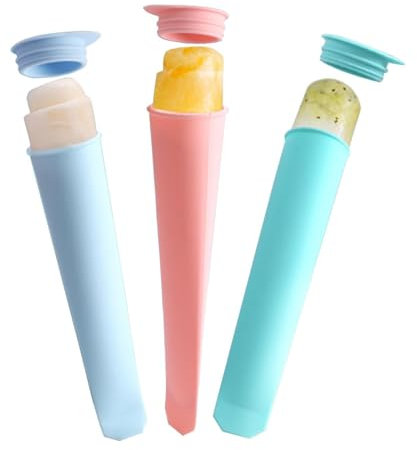 Moldes de silicona para paletas con tapas adjuntas, paquete de 3 moldes de silicona para helados caseros con tapa, bandeja de hielo auxiliar para alimentos