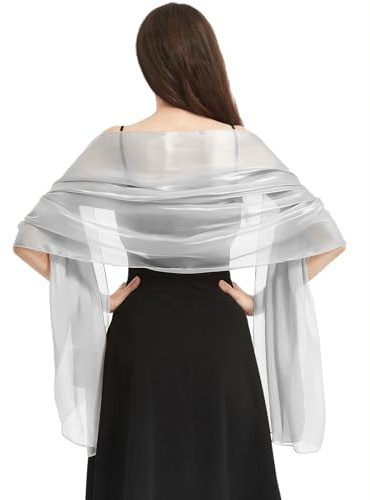 Vijamiy Dam festlig stola, stola för aftonklänning färgglad elegans, lätt, halsduk förpackning för bruden, brudtärna, aftonklänning, avslutningsbal, GRÅ, En Storlek