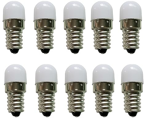 ShuoHui E10 LED Light Bulb, 3 V to 24 V, Warm White, Pack of 10 AC/DC E10 Miniature Screw LED Lamps, Torches, 0.2 W, 3000 K (3 Volt)
