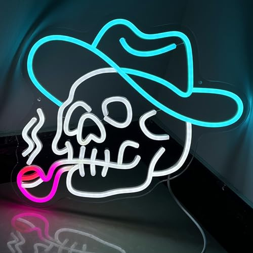 LZXSXZ Neon Schild, LED Neonlicht, Weiß + Blau LED Lichtzeichen Neon Neon Schild Nachtlichter, Acryl USB Neon Sign Leuchtschrift für Wand Game Room Bar Party Deko - 37×34CM