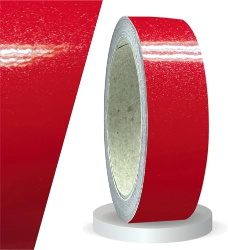 siviwonder Zierstreifen selbstklebend Folie Rot Metallic Glanz glänzend 30 mm x 10 m Rolle Dekorband Auto Motorrad Boot Fahrrad Wohnwagen Helm Pinstripe Klebeband für Konturmarkierung Dekoration Linie